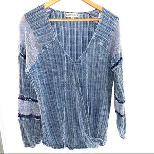 Knox Rose |  Cross Front Embellished Sleeve Top